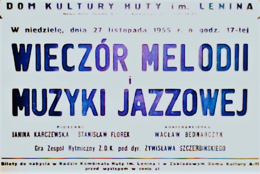 Plakat promujący pierwszy jazzowy koncert w Nowej Hucie